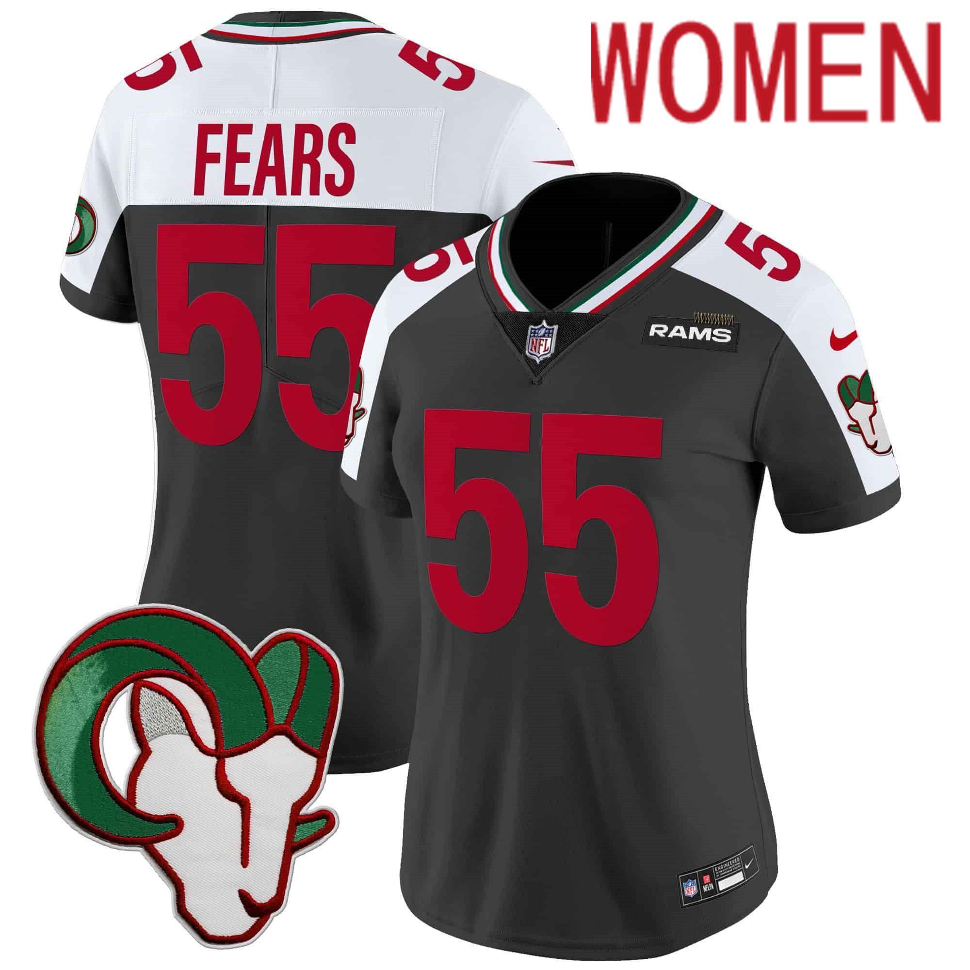 Women Los Angeles Rams #55 Fears Black 2024 Nike Mexico Vapor Limited NFL Jersey style 1->women nfl jersey->Women Jersey